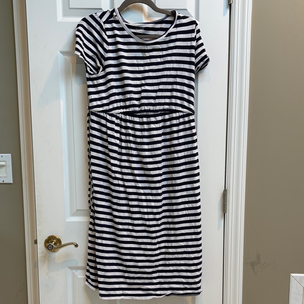 Navy and White Striped Dress
